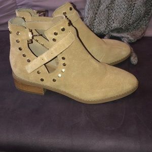 Tan with gold accents Carlos ankle boots